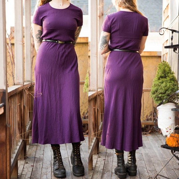 Vintage 90's Purple Rayon Maxi Dress - Picture 1 of 2